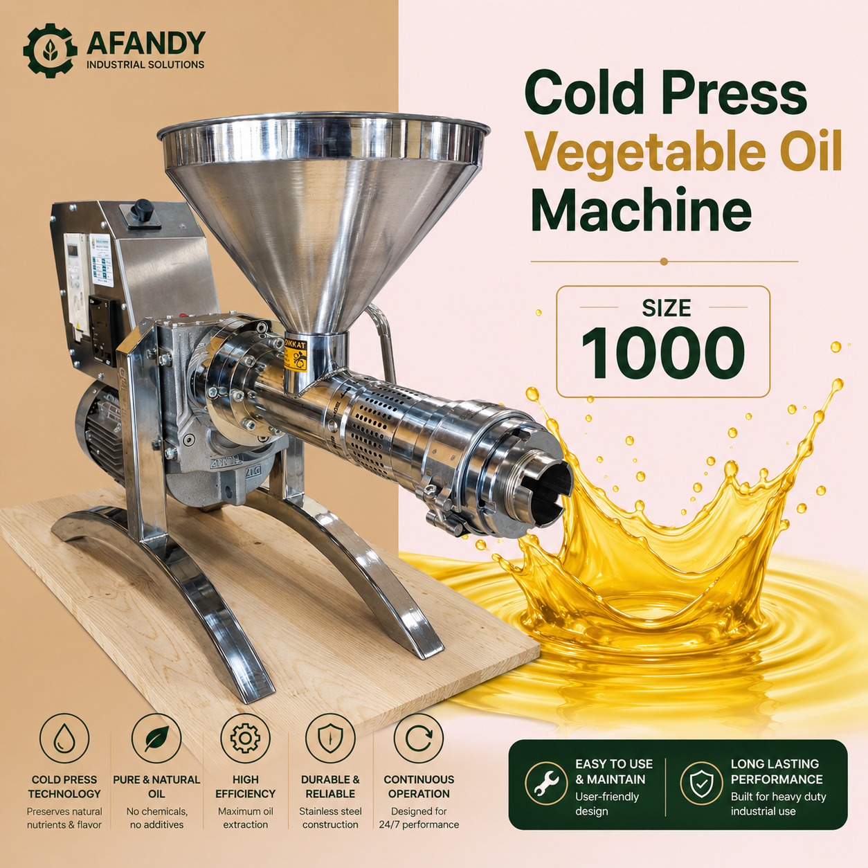 Cold press oil machine 1000 model - AL AFANDY