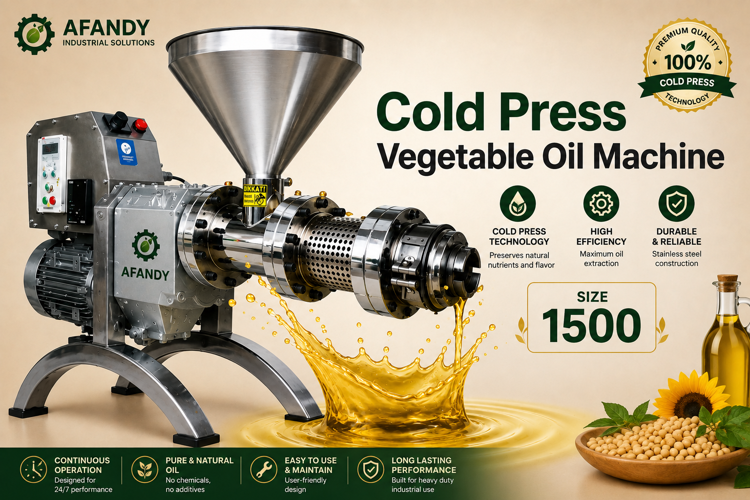 1500 cold press vegetable oil machine - AL AFANDY