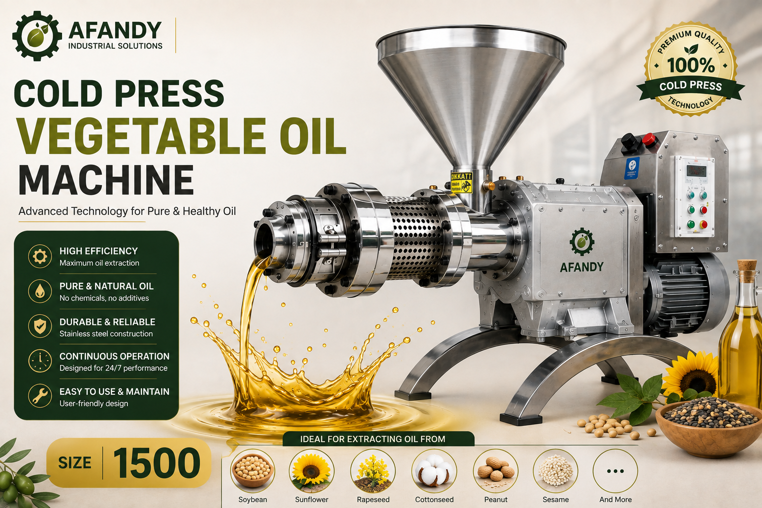 Cold press oil machine 1500 model - AL AFANDY